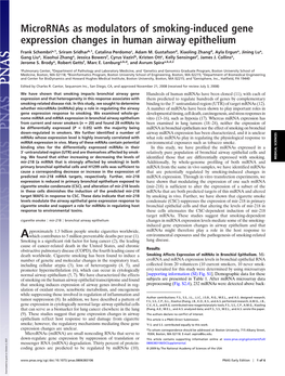 Micrornas As Modulators of Smoking-Induced Gene Expression Changes in Human Airway Epithelium