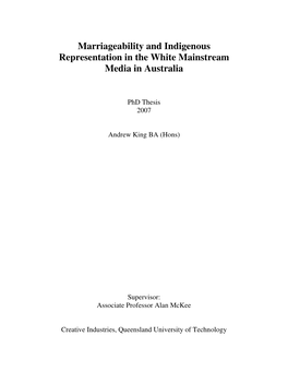 Marriageability and Indigenous Representation in the White Mainstream Media in Australia