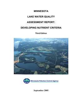 Minnesota Lake Water Quality Assessment Report: Developing Nutrient Criteria