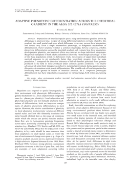 Adaptive Phenotypic Differentiation Across the Intertidal Gradient in the Alga Silvetia Compressa