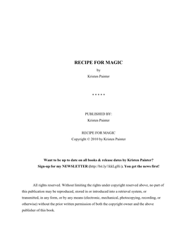 RECIPE for MAGIC by Kristen Painter