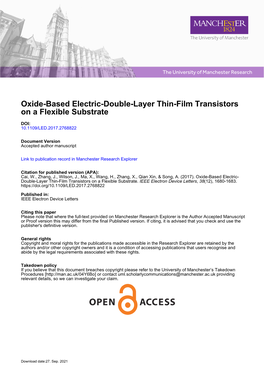 Oxide-Based Electric-Double-Layer Thin-Film Transistors on a Flexible Substrate