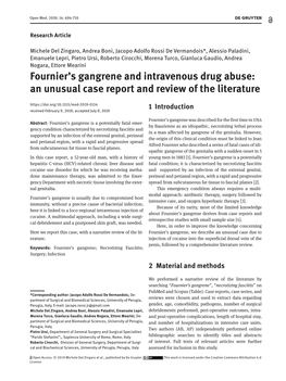 Fournier's Gangrene and Intravenous Drug Abuse: an Unusual Case Report