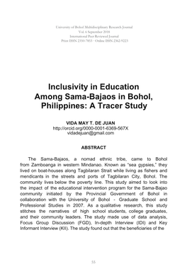 Inclusivity in Education Among Sama-Bajaos in Bohol, Philippines: a Tracer Study