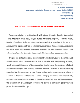 National Minorities in South Caucasus