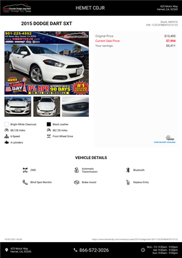 2015 Dodge Dart Sxt Vin: 1C3cdfbbxfd315123