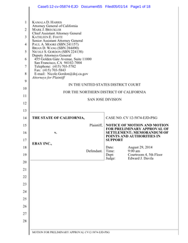 The State of California V. Ebay Inc., Case No