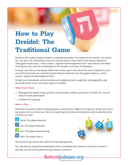 How to Play Dreidel: the Traditional Game