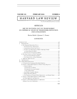 Articles Are We Running out of Trademarks? an Empirical Study of Trademark Depletion and Congestion
