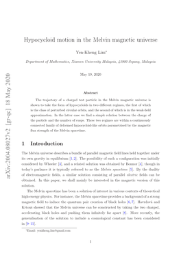 Hypocycloid Motion in the Melvin Magnetic Universe