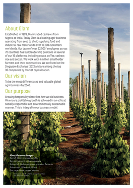 About Olam Our Vision Our Purpose