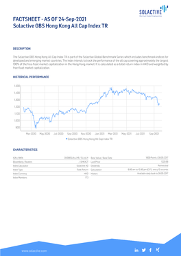 FACTSHEET - AS of 24-Sep-2021 Solactive GBS Hong Kong All Cap Index TR