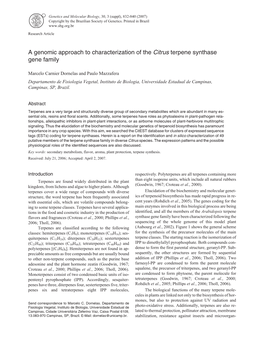 A Genomic Approach to Characterization of the Citrus Terpene Synthase Gene Family