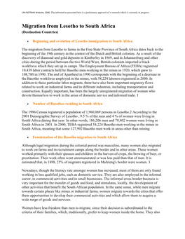 Migration from Lesotho to South Africa (Destination Countries)