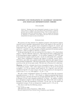 Supports and Filtrations in Algebraic Geometry and Modular Representation Theory