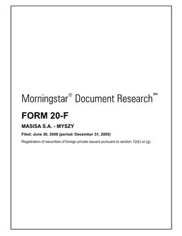 Morningstar Document Research FORM 20-F