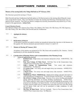 Bishopthorpe Parish Council 1861