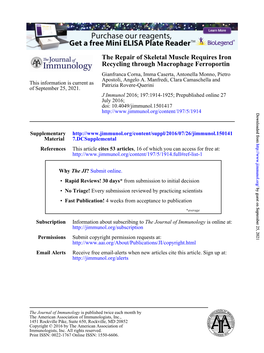 The Repair of Skeletal Muscle Requires Iron Recycling Through Macrophage Ferroportin Gianfranca Corna, Imma Caserta, Antonella Monno, Pietro Apostoli, Angelo A