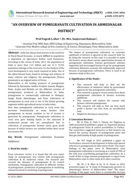 “An Overview of Pomegranate Cultivation in Ahmednagar District”