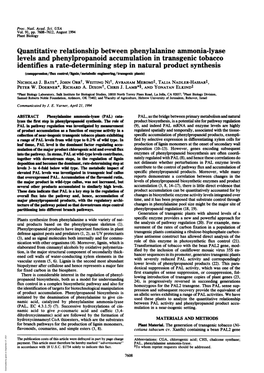 Quantitative Relationship Between Phenylalanine Ammonia-Lyase