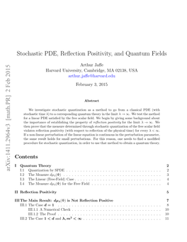 Stochastic PDE, Reflection Positivity, and Quantum Fields Arxiv