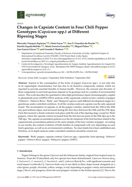 Changes in Capsiate Content in Four Chili Pepper Genotypes (Capsicum Spp.) at Different Ripening Stages