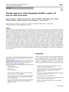 Alternate Approach to Stroke Phenotyping Identifies a Genetic Risk