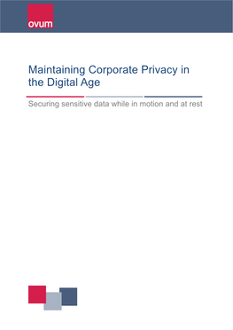 Maintaining Corporate Privacy in the Digital Age