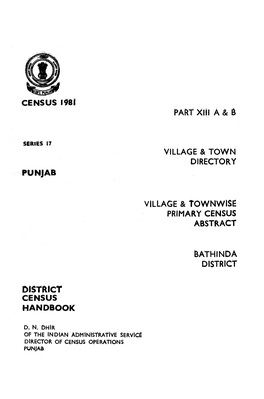 Village & Townwise Primary Census Abstract, Bathinda, Part XIII a & B