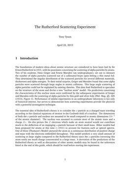 The Rutherford Scattering Experiment