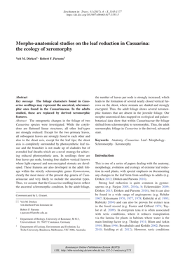 Morpho-Anatomical Studies on the Leaf Reduction in Casuarina : The