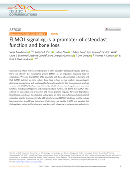 ELMO1 Signaling Is a Promoter of Osteoclast Function and Bone Loss ✉ Sanja Arandjelovic 1 , Justin S