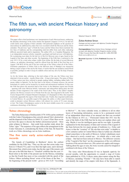 The Fifth Sun, with Ancient Mexican History and Astronomy