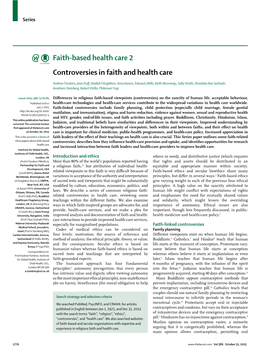 Controversies in Faith and Health Care