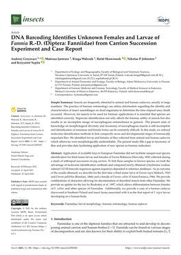 Diptera: Fanniidae) from Carrion Succession Experiment and Case Report