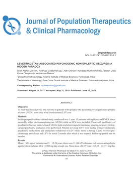 Levetiracetam-Associated Psychogenic Non-Epileptic Seizures