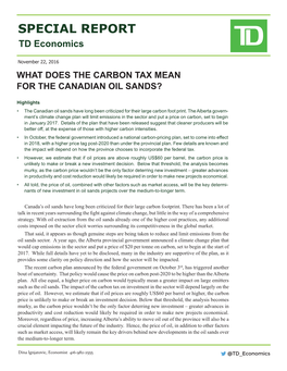 What Does the Carbon Tax Mean for the Canadian Oil Sands?