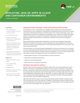 Deploying Java Ee Apps in Cloud and Container Environments