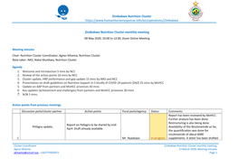 Zimbabwe Nutrition Cluster Monthly Meeting 08 May 2020, 10:00 to 12:00, Zoom Online Meeting