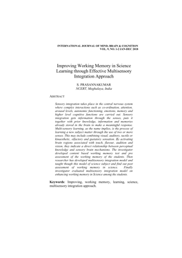 Improving Working Memory in Science Learning Through Effective Multisensory Integration Approach