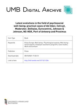 Latest Evolutions in the Field of Psychosocial Well-Being