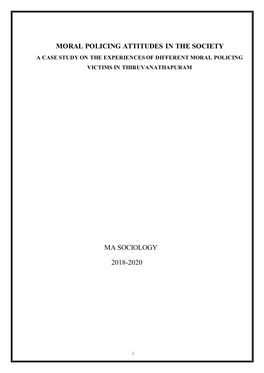 Moral Policing Attitudes in the Society Ma Sociology 2018-2020