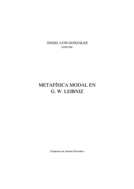 Metafísica Modal En G. W. Leibniz