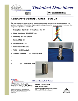 Technical Data Sheet PN# 260151011717Oz