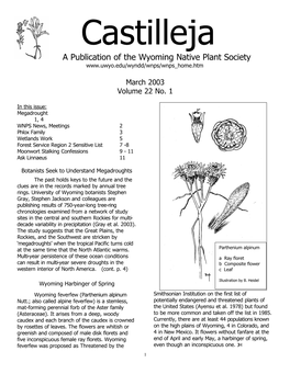 A Publication of the Wyoming Native Plant Society