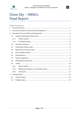 Clean Sky – Awacs Final Report