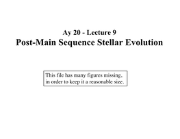 Post-Main Sequence Stellar Evolution