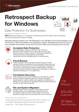 Retrospect Backup for Windows Data Protection for Businesses