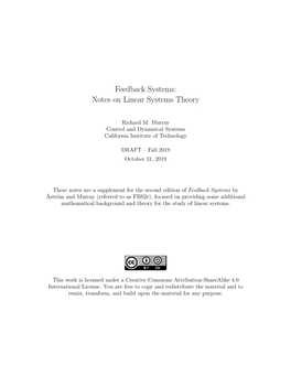 Feedback Systems: Notes on Linear Systems Theory