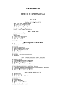 Kickboxing Contest Rules 2020